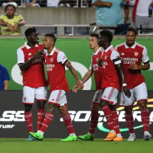 Arsenal's Gabriel Jesus and Thomas Partey Celebrate First Goal Against Chelsea in Florida Cup 2022-23