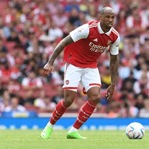 Arsenal's Gabriel Magalhaes in Action Against Sevilla at the Emirates Cup 2022