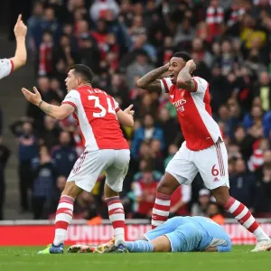 Arsenal FC Print of Gabriel Magalhaes Red Card