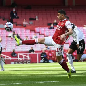 Arsenal's Gabriel Martinelli in Action at Emptied Emirates Stadium vs Fulham (April 2021)