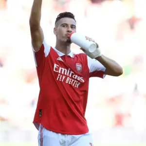 Arsenal's Gabriel Martinelli Celebrates Win Against Leicester City in 2022-23 Premier League Arsenal's Gabriel Martinelli Celebrates Win Against Leicester City in 2022-23 Premier League
