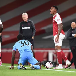 Arsenal's Gabriel Protests Referee Decision Against West Ham's Antonio (2020-21)