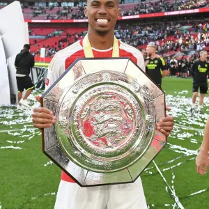 Arsenal's Gabriel Reacts After the Community Shield Defeat to Manchester City (2023-24) Arsenal's Gabriel Reacts After the Community Shield Defeat to Manchester City (2023-24)