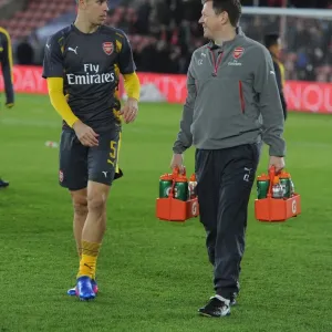 Arsenal's Gabriel Receives Treatment from Physio Before Southampton FA Cup Clash