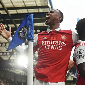 Arsenal's Gabriel and Saka: Thrilling Goal Celebration vs. Chelsea (2022-23)