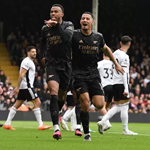 Arsenal's Gabriel and Saliba Celebrate First Goal in Fulham Victory, Premier League 2022-23
