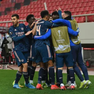 Arsenal's Gabriel Scores Second Goal in Empty Karaiskakis Stadium Against Olympiacos - Europa League Round of 16, First Leg