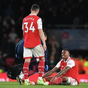 Arsenal's Gabriel and Xhaka: A Battle of Will at Emirates Stadium (Arsenal vs Chelsea, 2022-23 Premier League) Arsenal's Gabriel and Xhaka: A Battle of Will at Emirates Stadium (Arsenal vs Chelsea, 2022-23 Premier League)