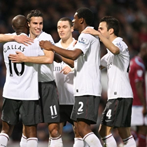 Arsenal's Gallas and Teammates Celebrate Second Goal Against West Ham, 2009