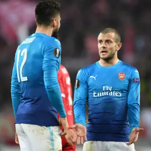 Arsenal's Giroud and Wilshere in Action against 1. FC Koln in Europa League Arsenal's Giroud and Wilshere in Action against 1. FC Koln in Europa League