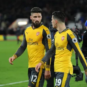 Arsenal's Giroud and Xhaka Celebrate Premier League Victory over AFC Bournemouth (January 2017)