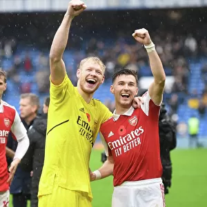 Arsenal's Glory at Stamford Bridge: Tierney and Ramsdale's Victory Celebration