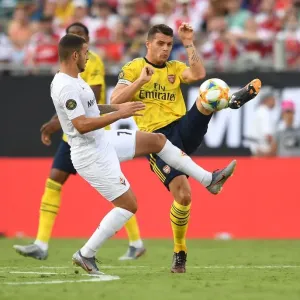 Arsenal's Granit Xhaka in Action against ACF Fiorentina at 2019 International Champions Cup, Charlotte