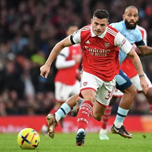 Arsenal's Granit Xhaka in Action Against Brentford in the Premier League