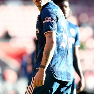 Arsenal's Granit Xhaka in Action: FA Cup 2021 Match Against Southampton (Behind Closed Doors) Arsenal's Granit Xhaka in Action: FA Cup 2021 Match Against Southampton (Behind Closed Doors)
