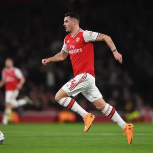 Arsenal's Granit Xhaka in Action Against Leeds United in FA Cup Third Round Arsenal's Granit Xhaka in Action Against Leeds United in FA Cup Third Round