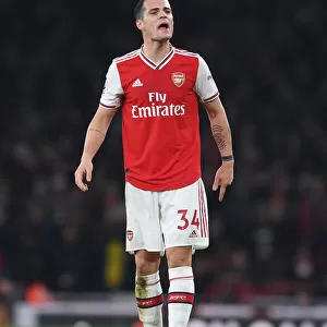Arsenal's Granit Xhaka in Action Against Manchester United - Premier League 2019-2020