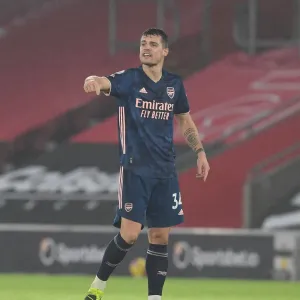 Arsenal's Granit Xhaka in Action at Empty Southampton Stadium - Premier League 2020-21