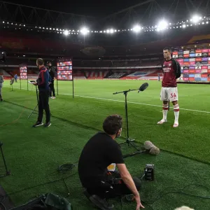 Arsenal's Granit Xhaka Addresses Media After Empty Arsenal v Liverpool Match (2019-20) Arsenal's Granit Xhaka Addresses Media After Empty Arsenal v Liverpool Match (2019-20)
