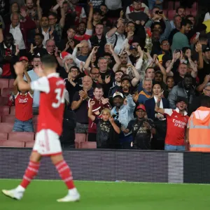 Arsenal's Granit Xhaka Applauding Fans: Arsenal FC vs Aston Villa, Premier League 2022-23 Arsenal's Granit Xhaka Applauding Fans: Arsenal FC vs Aston Villa, Premier League 2022-23