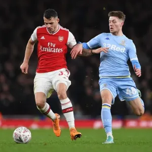 Arsenal's Granit Xhaka Clashes with Leeds Jordan Stevens in FA Cup Showdown Arsenal's Granit Xhaka Clashes with Leeds Jordan Stevens in FA Cup Showdown