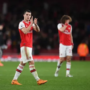 Arsenal's Granit Xhaka Rallies Fans After Arsenal v Sheffield United Premier League Match