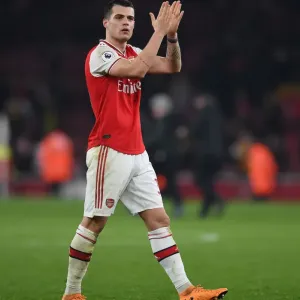 Arsenal's Granit Xhaka Reacts After Arsenal FC vs Manchester United, Premier League 2019-20 Arsenal's Granit Xhaka Reacts After Arsenal FC vs Manchester United, Premier League 2019-20