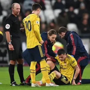 Arsenal's Granit Xhaka Receives Treatment During West Ham Clash (2019-20)