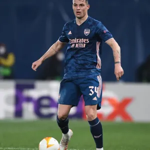 Arsenal's Granit Xhaka in UEFA Europa League Semi-Final Action Against Villarreal