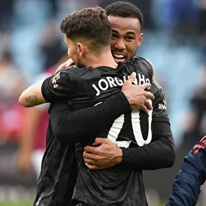 Arsenal's Hard-Fought Victory: Gabriel and Jorginho Celebrate at Villa Park