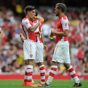 Arsenal's Hector Bellerin and Aaron Ramsey in Action against Benfica at the Emirates Cup, 2014 Arsenal's Hector Bellerin and Aaron Ramsey in Action against Benfica at the Emirates Cup, 2014