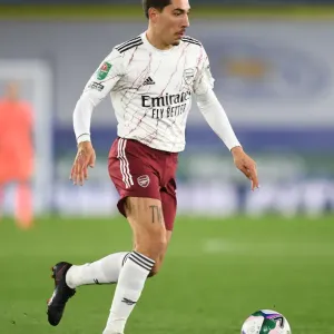 Arsenal's Hector Bellerin in Action against Leicester City in Carabao Cup Clash