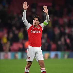 Arsenal's Hector Bellerin Celebrates after Arsenal FC's Victory over Vitoria Guimaraes in UEFA Europa League Group Stage