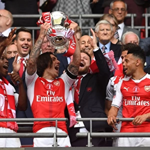 Arsenal's Hector Bellerin Lifts FA Cup after Arsenal v Chelsea Final Victory