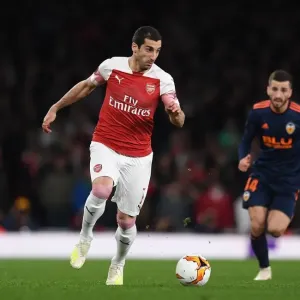 Arsenal's Henrikh Mkhitaryan in Action during the 2019 UEFA Europa League Semi-Final First Leg against Valencia