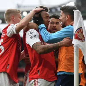Arsenal's Historic Triumph: Jesus, Jorginho, Zinchenko Celebrate Goal vs. Leeds United (2022-23) Arsenal's Historic Triumph: Jesus, Jorginho, Zinchenko Celebrate Goal vs. Leeds United (2022-23)
