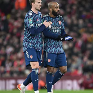 Arsenal's Holding and Lacazette Focused at Anfield - Carabao Cup Semi-Final Showdown (Liverpool vs Arsenal 2021-22)