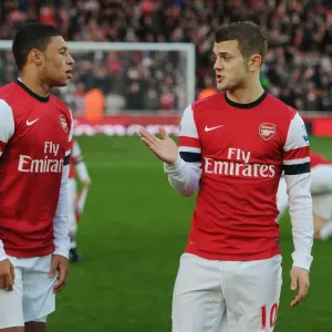 Arsenal's Jack Wilshere and Alex Oxlade-Chamberlain Before Arsenal v West Bromwich Albion, 2012-13 Premier League