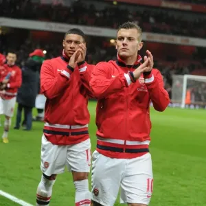 Arsenal's Jack Wilshere and Alex Oxlade-Chamberlain Celebrate Victory Over Wigan Athletic (2012-13)