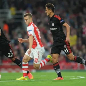 Arsenal's Jack Wilshere Clashes with Besiktas Duo Ersan Gulum and Mustafa Pektemek in Champions League Battle