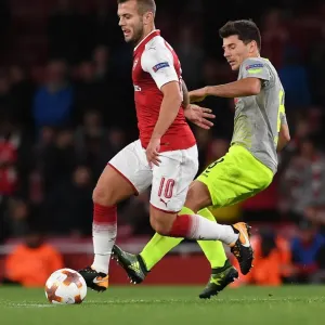 Arsenal's Jack Wilshere Clashes with FC Köln's Milos Jojic in Europa League Showdown