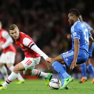Arsenal's Jack Wilshere Closes Down Chelsea's John Mikel Obi - Capital One Cup 4th Round, 2013-14 Arsenal's Jack Wilshere Closes Down Chelsea's John Mikel Obi - Capital One Cup 4th Round, 2013-14