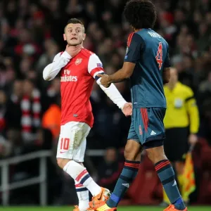 Arsenal's Jack Wilshere Faces Off Against Bayern Munchen's Dante in Champions League Showdown Arsenal's Jack Wilshere Faces Off Against Bayern Munchen's Dante in Champions League Showdown