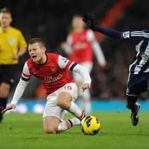 Arsenal's Jack Wilshere Fouls Youssouf Mulumbu in Premier League Clash (2012-13)