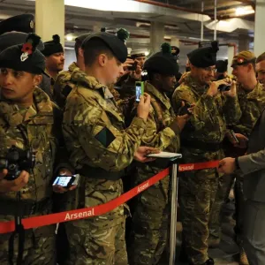 Arsenal's Jack Wilshere Honors Armed Forces Before Arsenal v Fulham Match (2012-13)