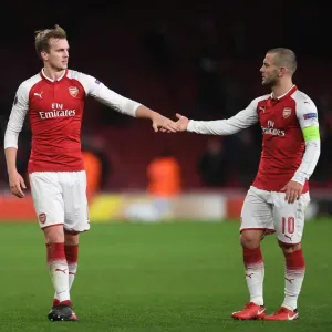 Arsenal's Jack Wilshere and Rob Holding Celebrate Europa League Victory
