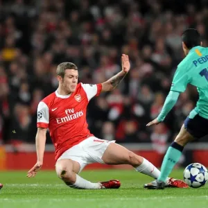 Arsenal's Jack Wilshere Scores Against Barcelona's Pedro Rodriguez in UEFA Champions League: Arsenal 2 - 1 Barcelona