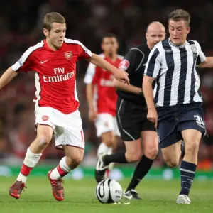 Arsenal's Jack Wilshere Scores Twice in 2:0 Carling Cup Victory over West Brom's Simon Cox Arsenal's Jack Wilshere Scores Twice in 2:0 Carling Cup Victory over West Brom's Simon Cox