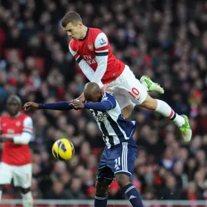 Arsenal's Jack Wilshere vs. West Brom's Youssouf Mulumbu: A Battle for the Ball, Arsenal v West Bromwich Albion, Premier League 2012-13