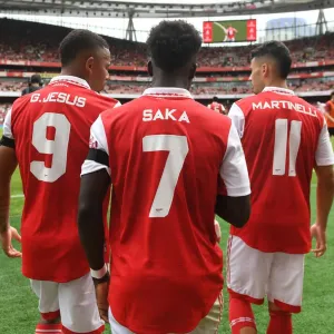 Arsenal's Jesus, Saka, and Martinelli in Action: Emirates Cup 2022 Arsenal's Jesus, Saka, and Martinelli in Action: Emirates Cup 2022